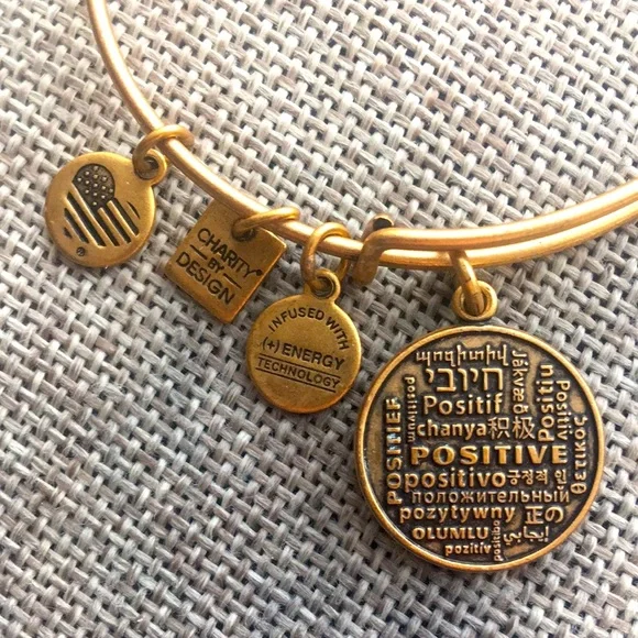 Alex and Ani Positivity Positive How I Live Adjustable Charm Bracelet USA 2015 - Picture 1 of 3
